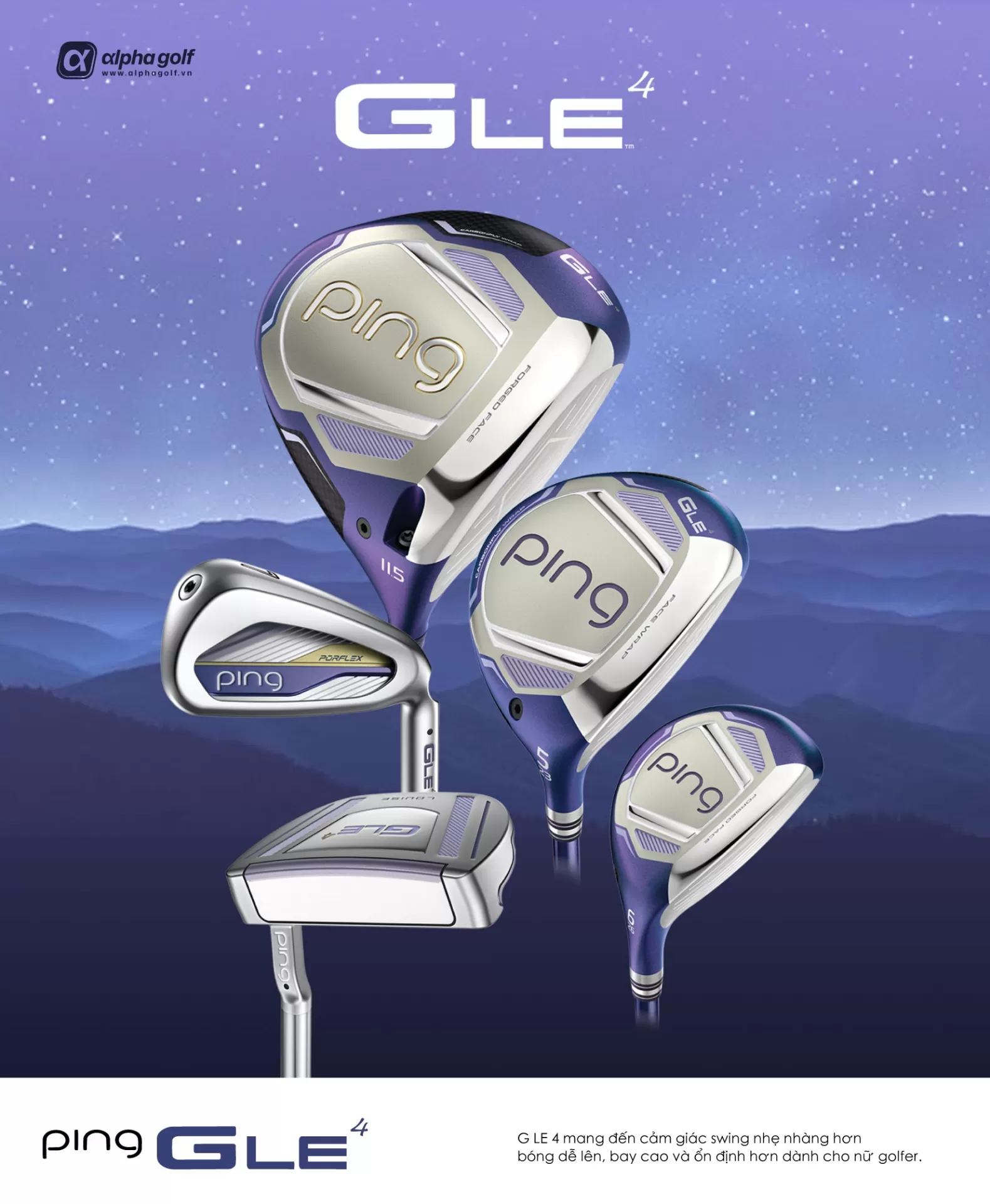 Bộ gậy golf Fullset Ping GLE 4 Lady